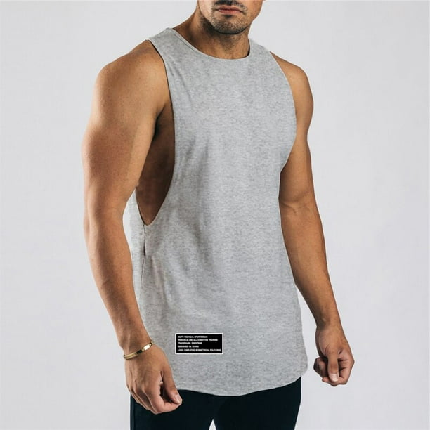 Camiseta deportiva de algodón para hombre, gimnasio y entrenamiento.