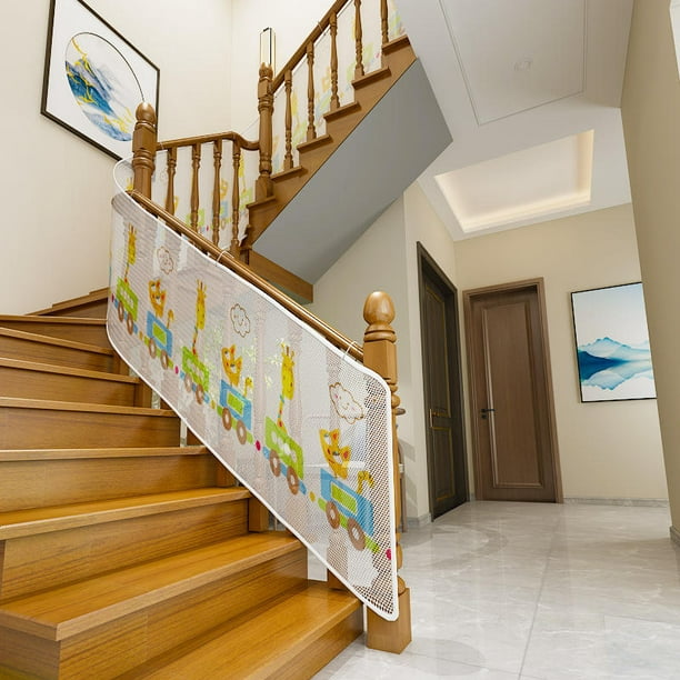red de riel de escalera, red protectora de seguridad para niños, malla de  escalera de barandilla de balcón para niños, juguetes, mascotas, color  blanco (10 pies x 2,6 pies)