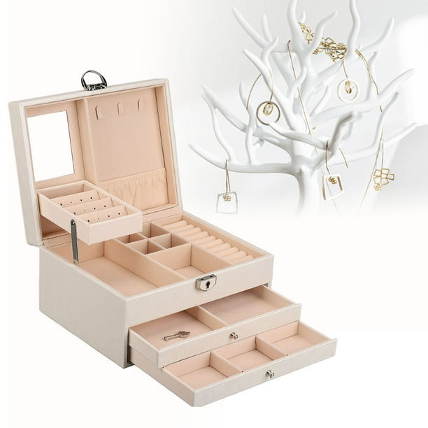 Caja de almacenamiento de joyería cuero de la PU organizador de la joyería  de múltiples capas con 2 ANGGREK Otros