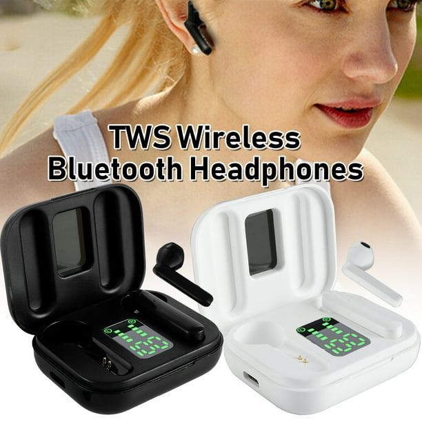 Auriculares inalámbricos Bluetooth con estuche de carga, 60 horas de  reproducción, impermeable, pantalla digital LED, auriculares intrauditivos  con