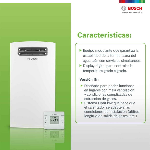 Calentador de agua Instantáneo Bosch Balanz Vento 24 lts/min 4.5 regaderas  Gas Nat.