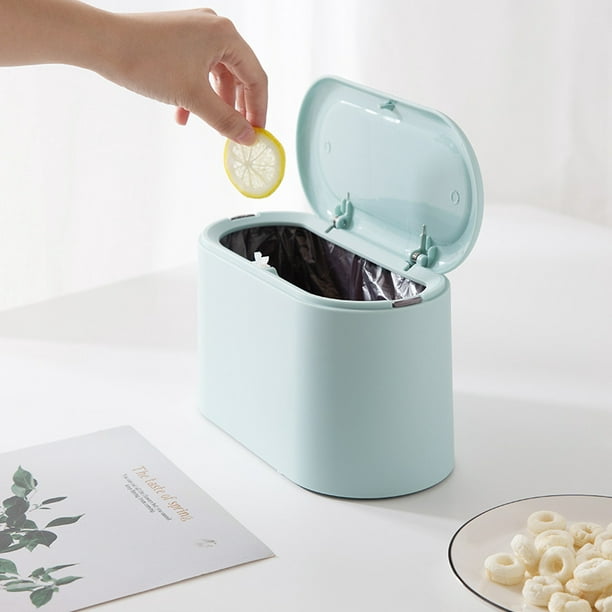 Mini papelera de escritorio con tapa, papelera pequeña para encimera de  oficina, pequeño cubo de basura de plástico, blanco, verde – Los mejores  productos en la tienda online Joom Geek
