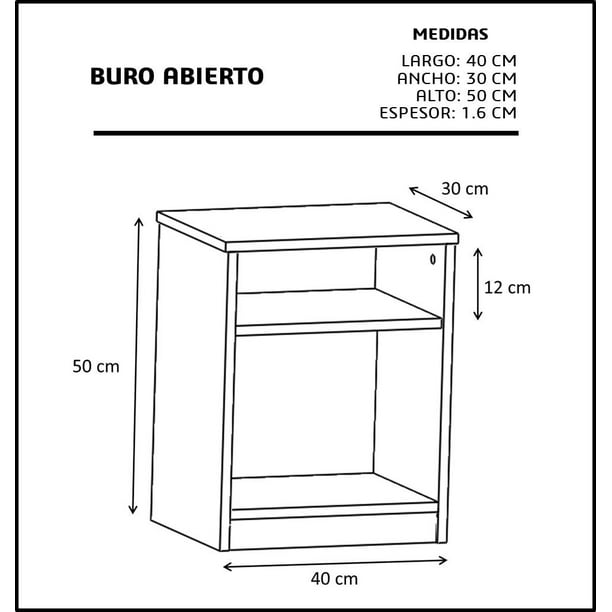 Buro abierto, mesita de noche, organizador.