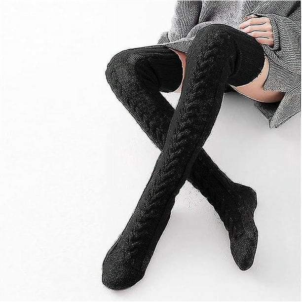  Calcetines altos hasta el muslo de talla grande extra largos calcetines  blancos negros para mujer de algodón por encima de la rodilla medias altas  botas calentadores de piernas de punto desgaste 
