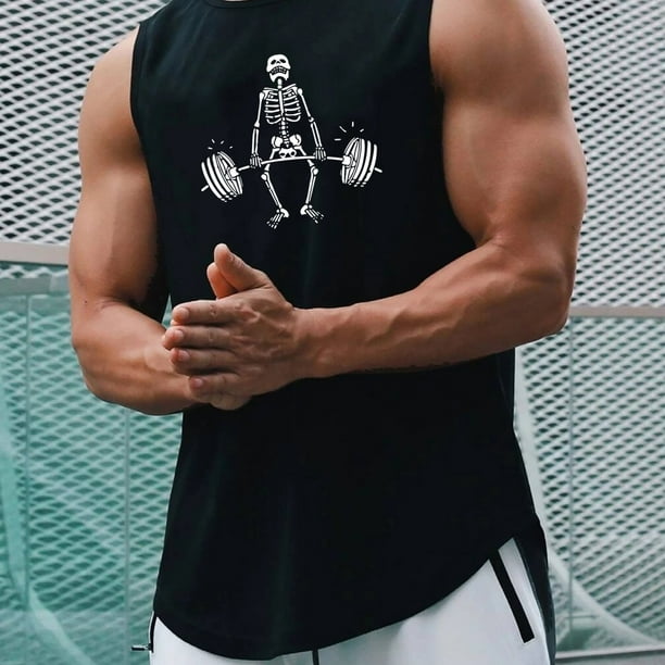 Camisetas Esqueleto Para Gym Blancas