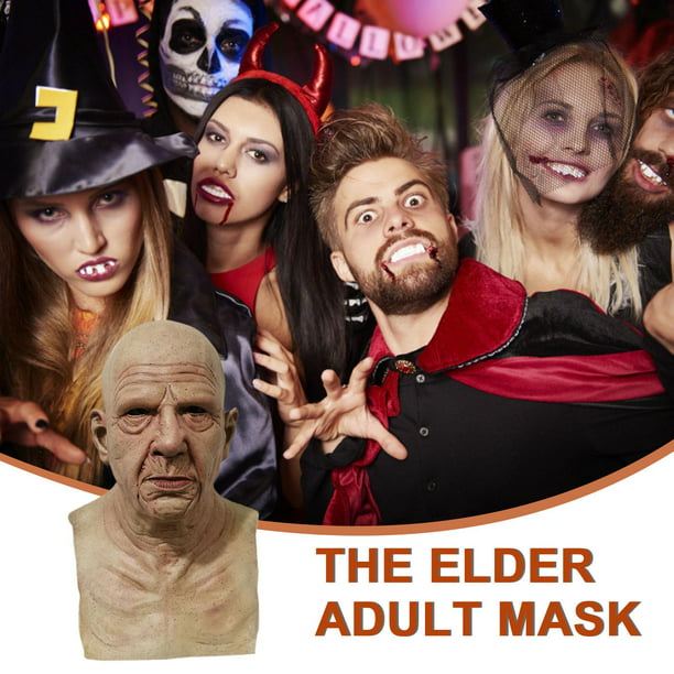 Máscara de cabeza completa de látex de Halloween, máscara realista de  anciano, casco de abuelo espeluznante para la fiesta de cosplay de carnaval