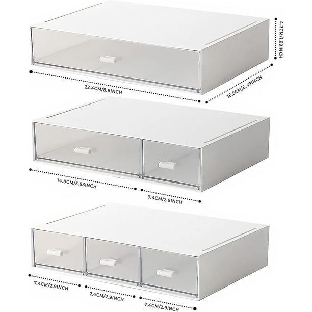cajones Organizadores de escritorio blancos: Elegante almacenamiento de escritorio de tres niveles para sus suministros y Accesorios de escritorio