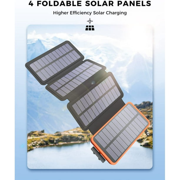 Cargador solar de 25000 mAh, banco de energía portátil para