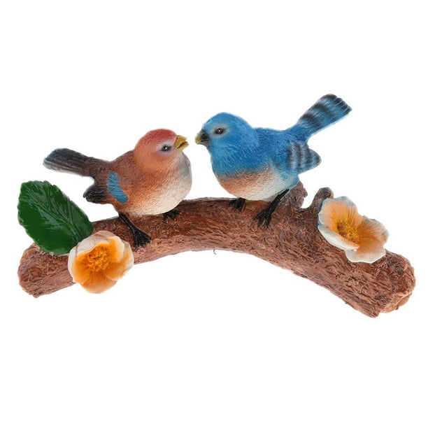 2 pájaros decorativos de resina muy detaldos con aro de hierro para  decoración colgante. 1 Gloria Pájaros colgantes decorativos