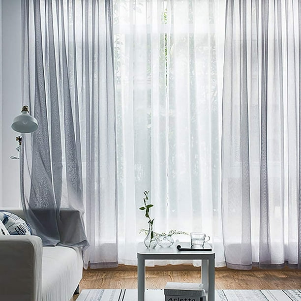  Cortina de gasa semitransparente para ventana, paneles de cortinas  translúcidas de privacidad con filtro de luz, tratamiento de ventana para  sala de estar y dormitorio, color gris pardo, 52 pulgadas de