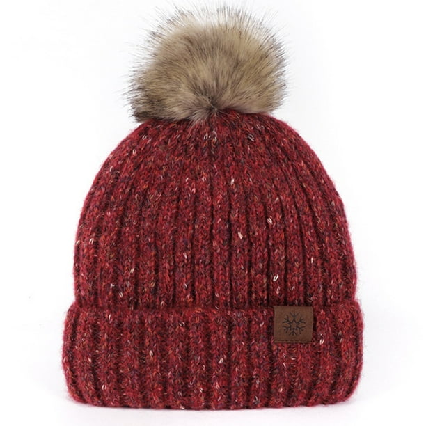 Sombrero de punto cálido de invierno para mujer Gorros de esquí de nieve de  lana con visera Ormromra ZJWJ886-4