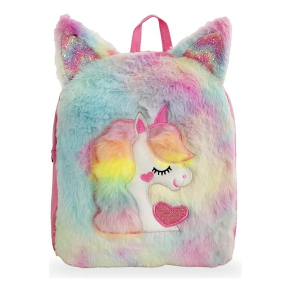 mochila escolar de peluche para niña unicornio bolsa infantil preescolar kinder rosa chica rm regalomex yc018503