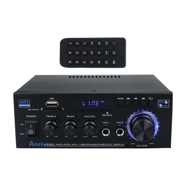 Amplificador de potencia AK45 40W x 2 Salida Amplificador de audio de alta  Receptor de amplificador estéreo para casa y altavoz de Sunnimix amplificador  de potencia de sonido