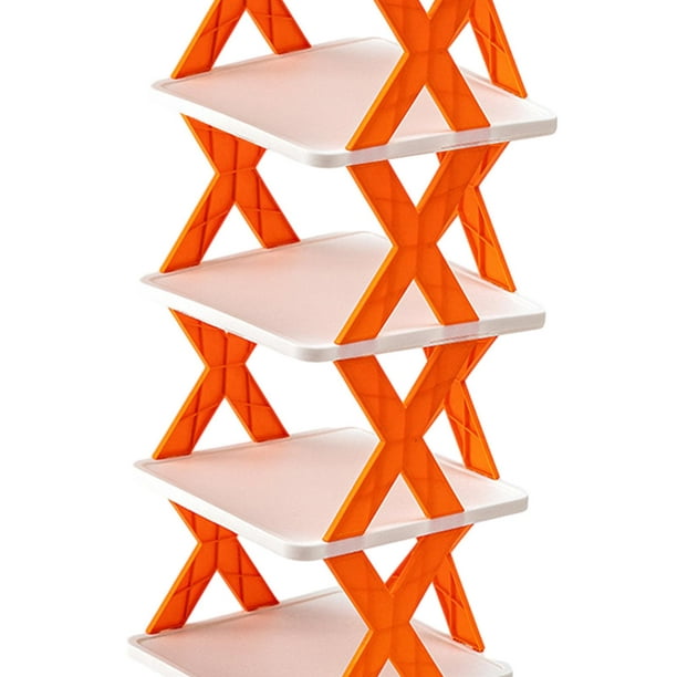  Zapatero apilable para zapatos, organizador de zapatos, puerta  y tapas de plástico resistente, juego de 8 organizadores de almacenamiento  de zapatos (color naranja) : Hogar y Cocina