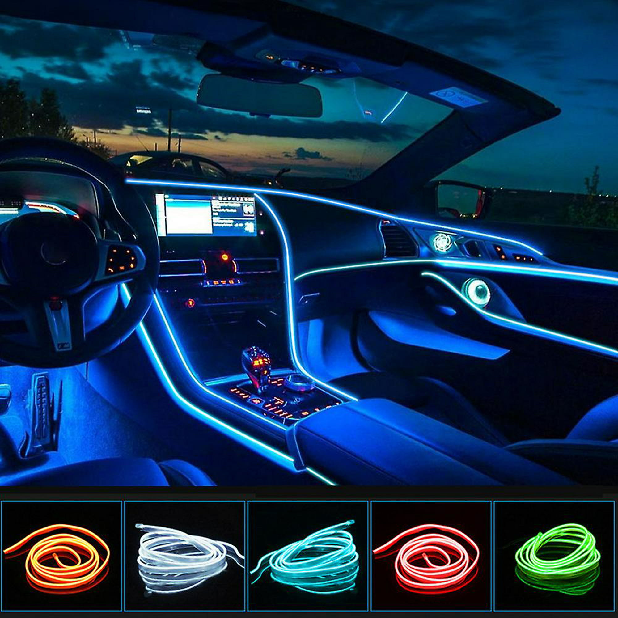 Auto LED 5m accesorios para el interior del coche lámpara de ambiente EL  línea de luz fría con USB DIY decorativa AUTO lámpara interior tiras de  neón oso de fresa Electrónica