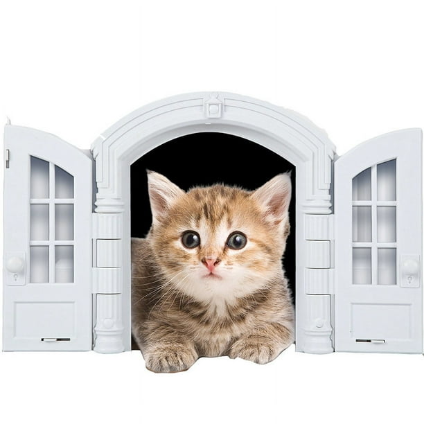 Puerta interior grande para gatos, puerta de gato sin solapa para puerta  interior, puerta de mascotas para gatos, fácil instalación, sin