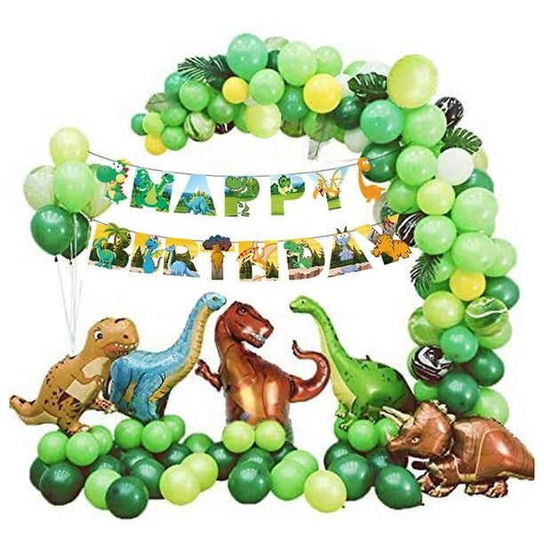 Decoración de fiesta de cumpleaños de dinosaurio para niño, guirnalda de  globos de dinosaurio, pancarta de feliz cumpleaños para fiesta de dinosaurio  YONGSHENG 8390612415890