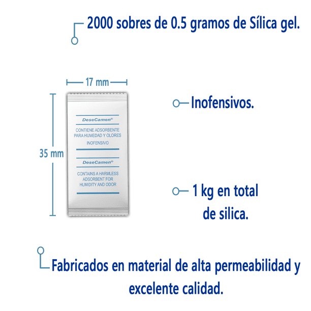 Bolsa Con Sílica Gel En Sobres De 0.5g (100 Piezas)