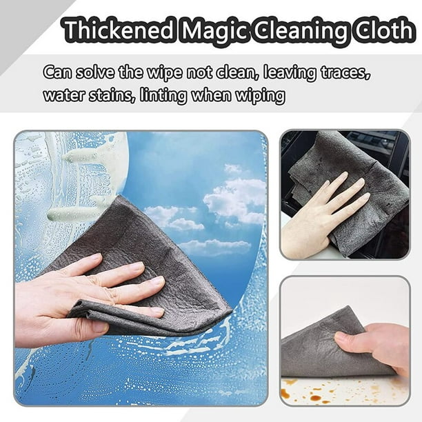 Paño de limpieza mágico engrosado, herramienta de microfibra reutilizable  sin rastro, paño de lavado de vidrio para ventana, espejo, marca de agua  CarNo