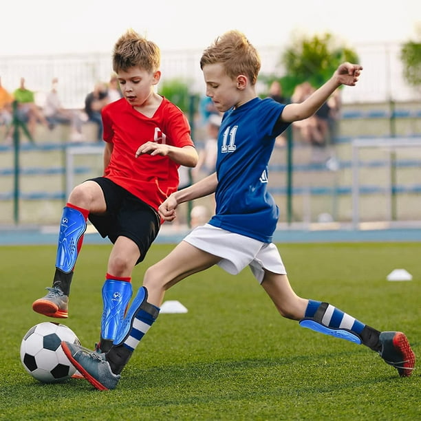 Espinilleras de fútbol para niños Lmellkids con calcetines Lmelllong,  espinilleras de fútbol con regalo Lmellankle