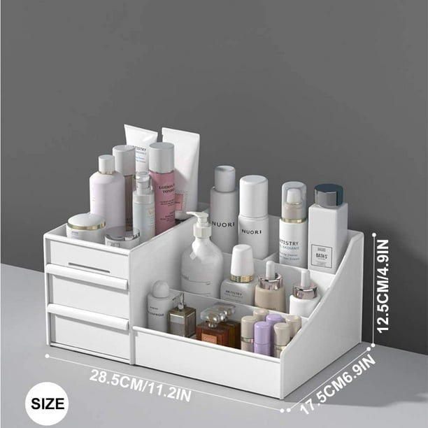 Caja organizadora de maquillaje, organizador de cosméticos pequeño para el  cuidado de la piel, cremas, lápiz labial, tóneres y loción, bonito