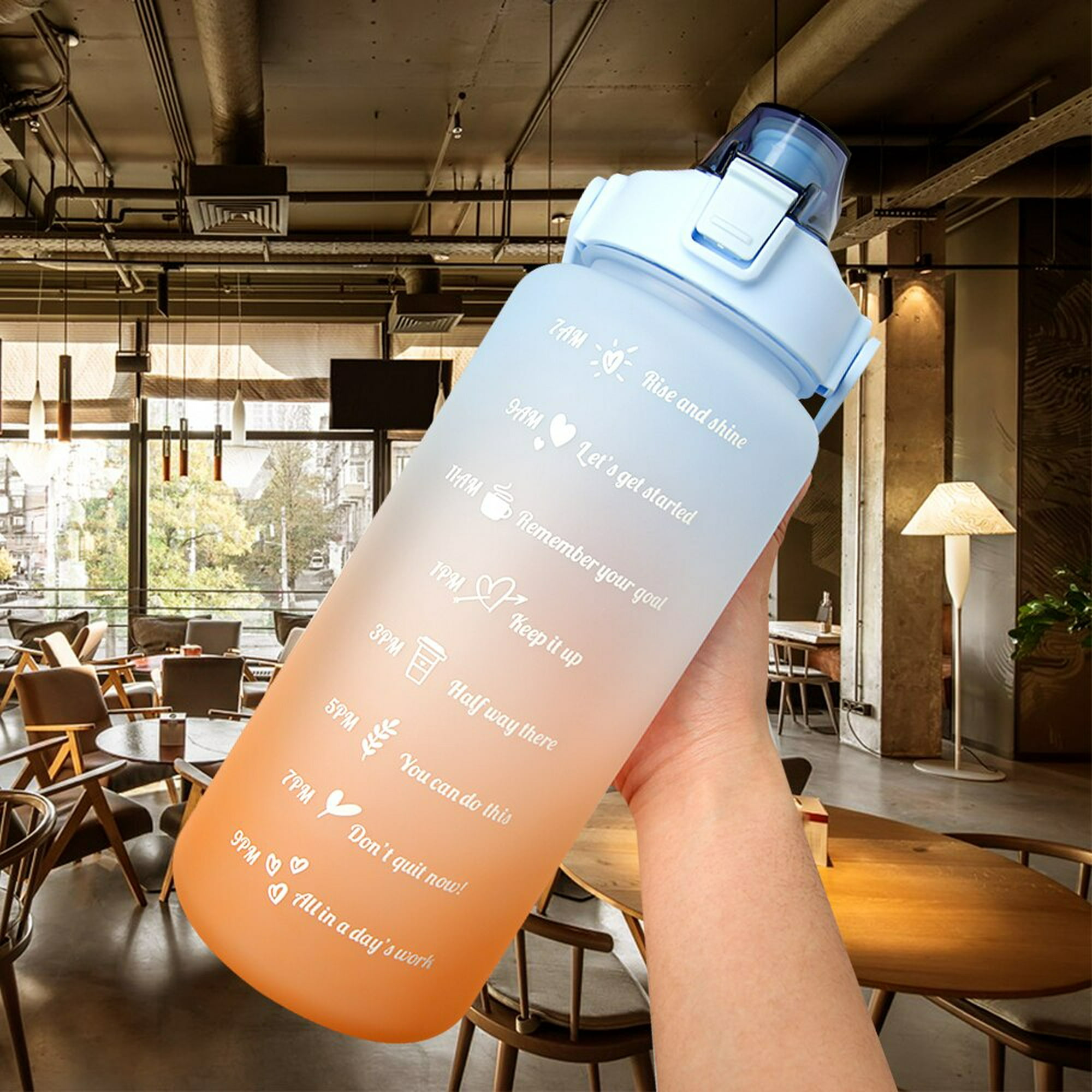 Botella de agua de 2 litros con pajita para mujer y niña, botellas