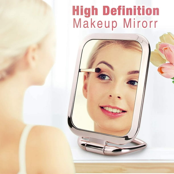 Espejo redondo giratorio de 360 grados, espejo de pedestal de pie para  afeitar/maquillaje, aumento 1x/3x, mejor para baño o dormitorio de la mesa