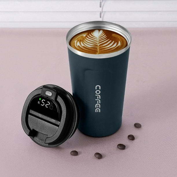 Termo de café con pantalla de temperatura, taza de café aislada para ir a  prueba de fugas, botella de café para coche, 380/510ml, 12oz