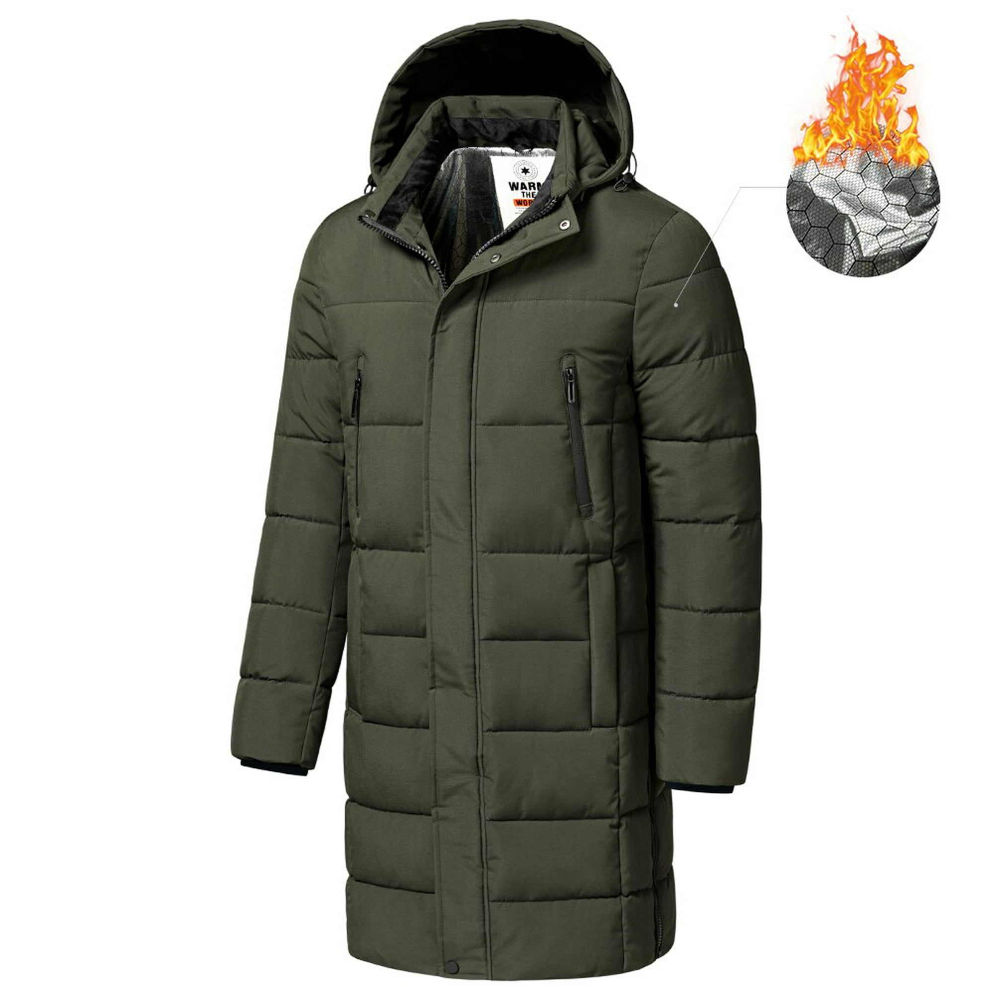 Abrigo de parka para hombre, cálido y grueso, de color sólido, resistente  al viento, con capucha, parka para otoño