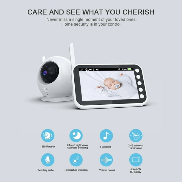 Monitor de video para bebés con pantalla de 3.2 ”con cámara y audio remoto  Vista amplia Audio bidir Eccomum Vigilancia