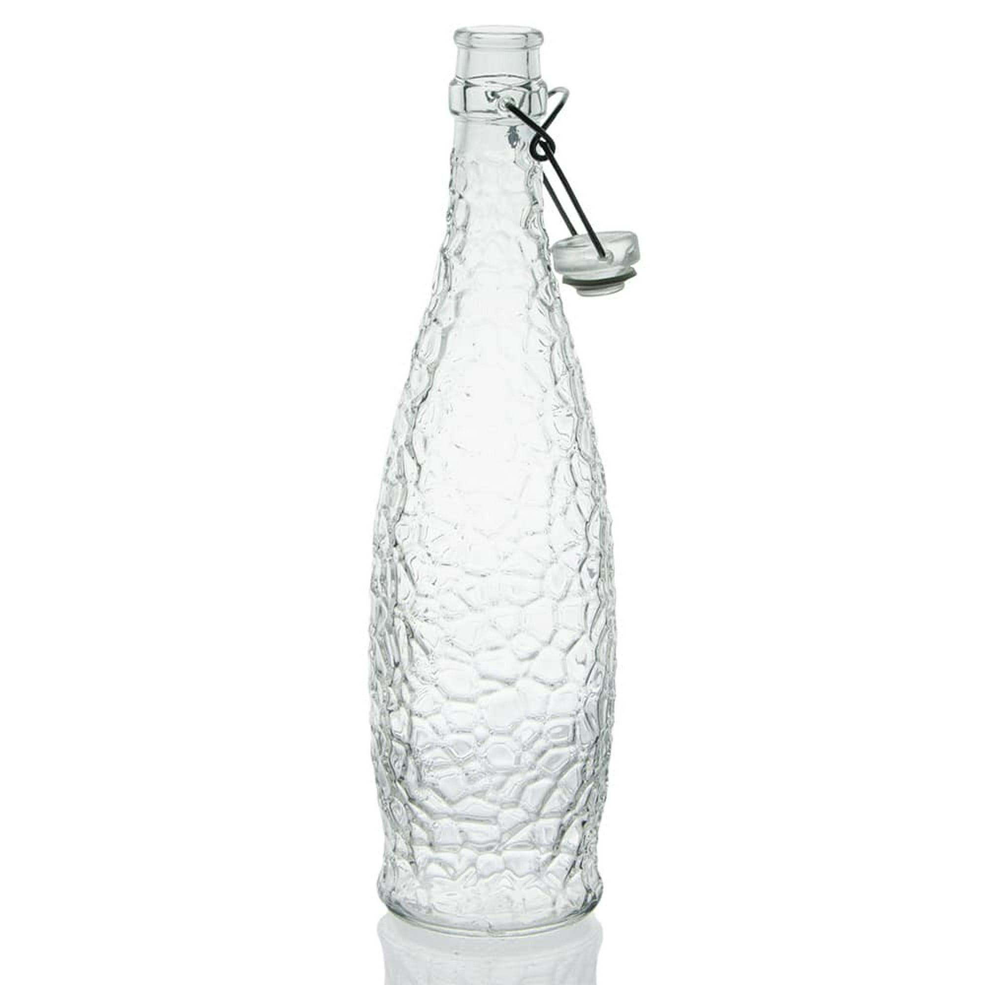 Botella de vidrio ámbar con tapa blanca 1 lt