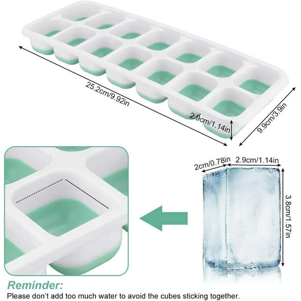 Juego de bandejas para cubitos de hielo y cubos de hielo con tapa hermética  de bloqueo, 3 paquetes/36 cubos de hielo trapezoidales grandes, moldes de