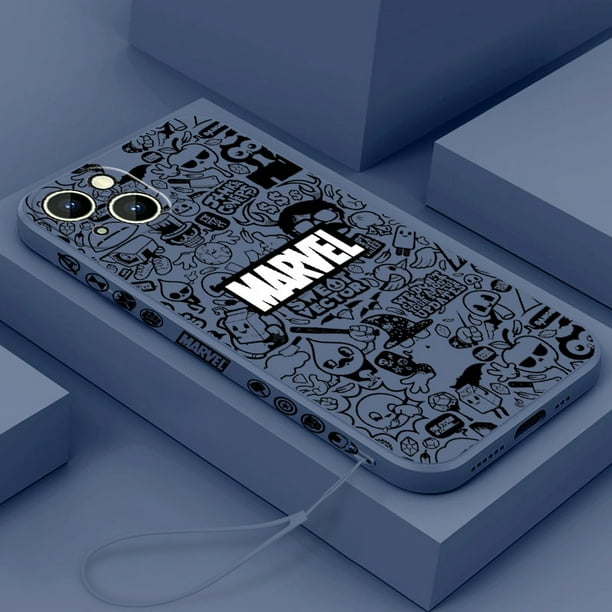 Funda de dibujos animados de superhéroes de Marvel para Apple iPhone 14,  13, 12, 11 Pro Max Plus, XS, XR, X, 8, 7, SE, cuerda líquida izquierda  Fivean unisex