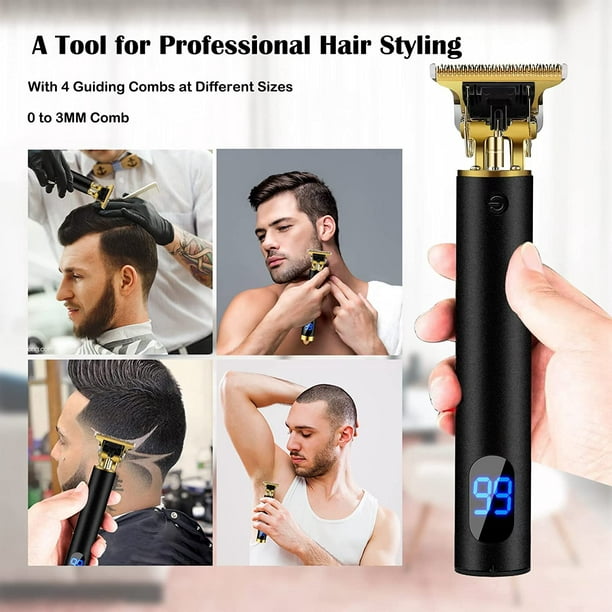 Cortapelos profesional para hombres, cortadora de pelo profesional, máquina  de afeitar recargable, pantalla LCD, corte de pelo con hoja de titanio
