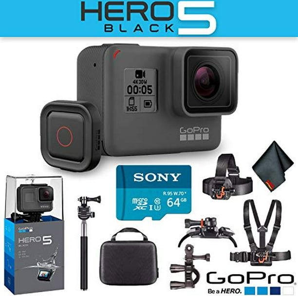 GoPro Hero5 Black with Voice Activated Remote + 64 GB Memory Card
