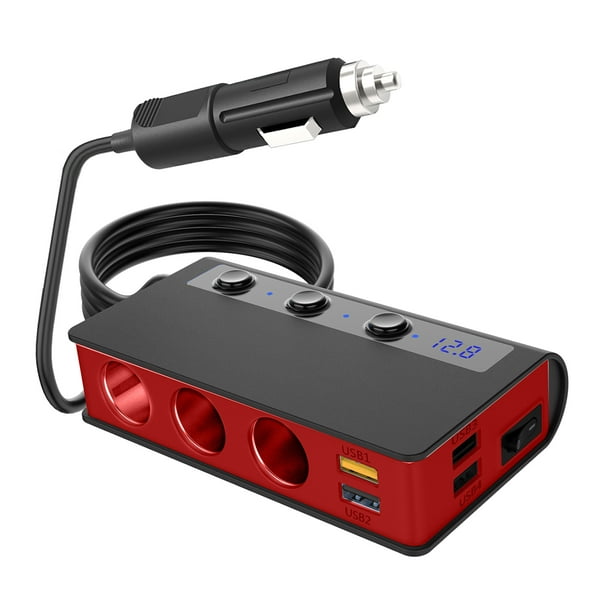 Cargador Mechero 2 USB - Color Negro/Rojo