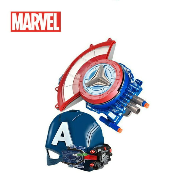 Figura de escudo del Capitán América de Marvel, lanzador de juguete,  juguetes para niños, pistola de bala suave deformada, Cosplay, regalos de  Anime para bebés Gong Bohan LED