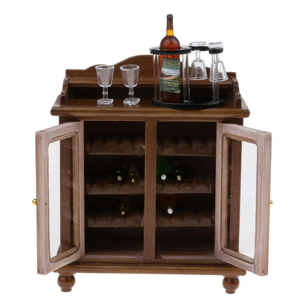  1:12 Mini muebles de madera para la casa, pub en miniatura, mini  bar, mesa de mostrador, copa de vino tinto en miniatura, para decoración de  casa pequeña : Juguetes y Juegos