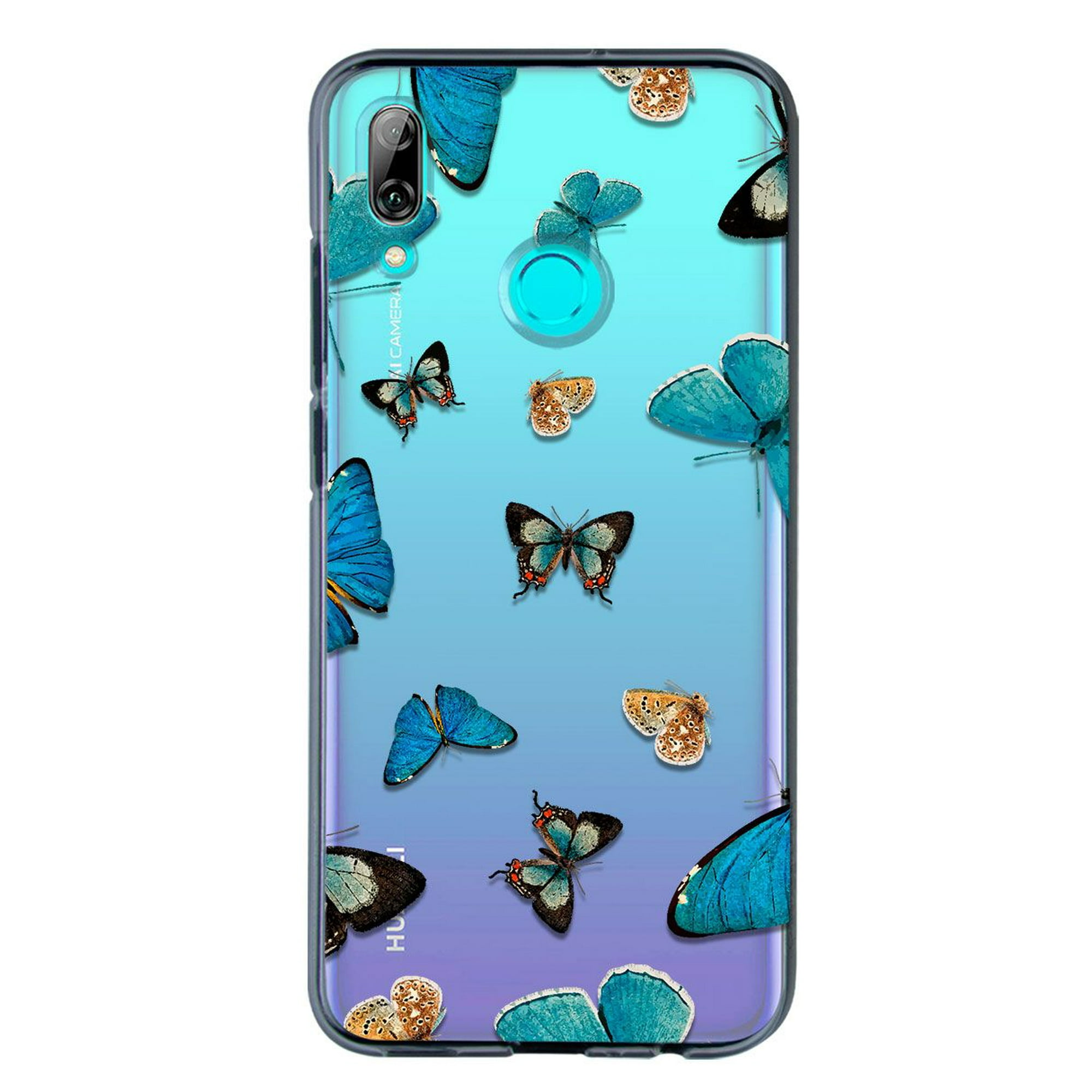 Funda para huawei p smart 2019 mariposas azules, uso rudo, instacase protector para huawei p smart 2019 antigolpes, case mariposas azules