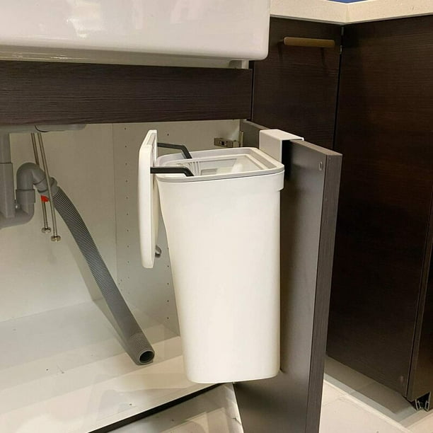 Cubo de basura colgante de galón para puerta de armario de cocina con tapa  debajo del fregadero, cubo de basura de encimera montado en la pared -  AliExpress