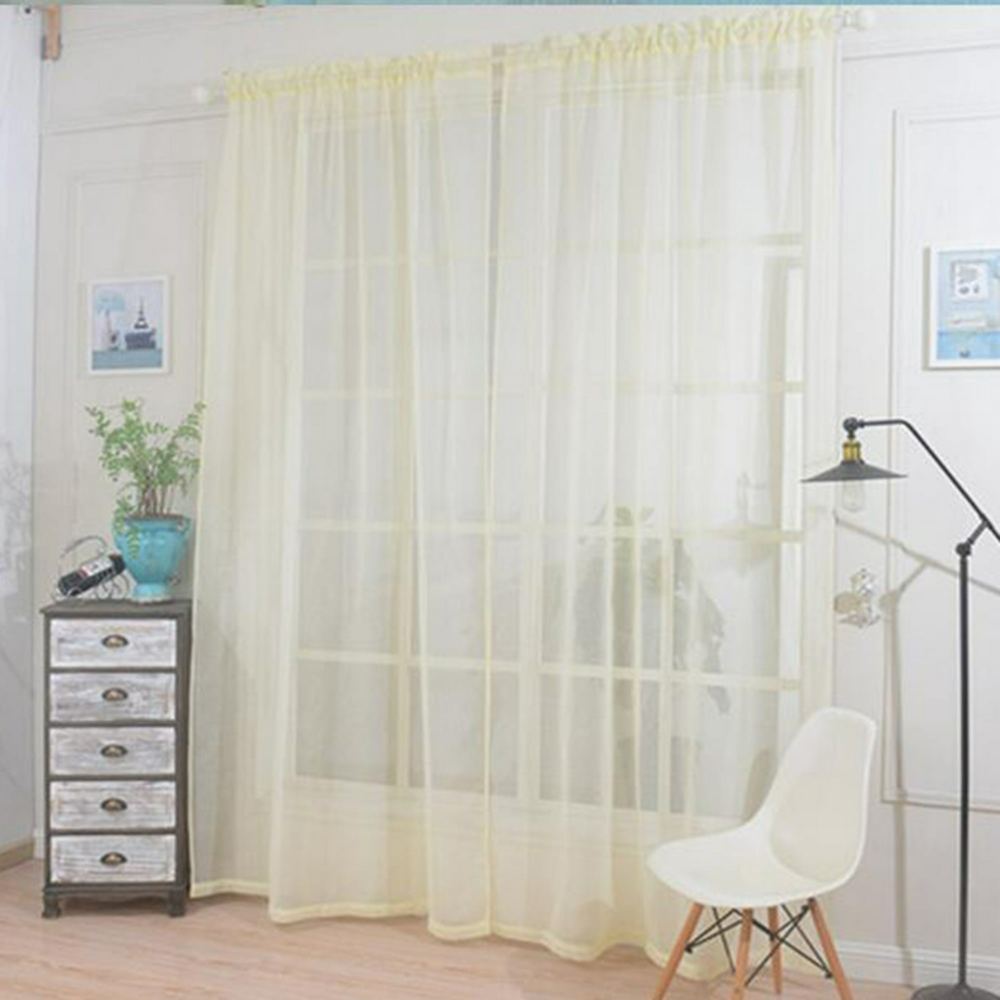Cortina decorativa para ventana, dormitorio, sala de , tul, gasa, , cortina  Vides blancas BLESIY Cortina de ventana