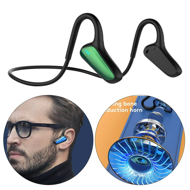 Auriculares inalámbricos de conducción ósea F1 resistentes al sudor para  entrenamientos y correr, auriculares Bluetooth con micrófono (azul)