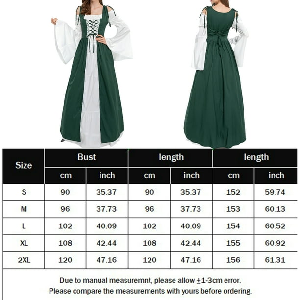 Las mejores ofertas en Vestido para Mujeres Verde trajes medievales y  renacentistas