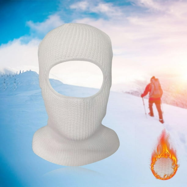 Máscara de Esquí de Invierno Pasamontañas de Cara Completa 2 Agujeros de  Punto de Deportes (Blanco): : Moda
