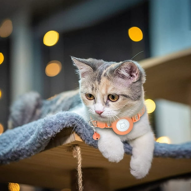 Collar para gatos AirTag – Collar reflectante ajustable para gato con  soporte AirTag y campana, collar GPS para gato (azul)