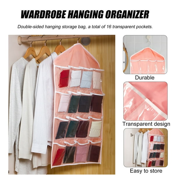 Organizador colgante de armario de pared con 16 bolsillos, bolsas de  almacenamiento de artículos diversos, organizador de ropa interior