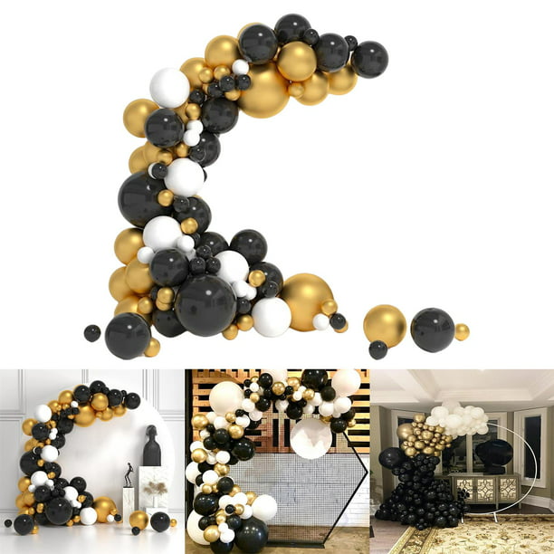 Comprar 107 Uds. Kit de arco de globos dorados y negros, guirnalda de globos  de látex de Metal cromado para boda, graduación, cumpleaños, decoración  para fiesta de bienvenida al bebé