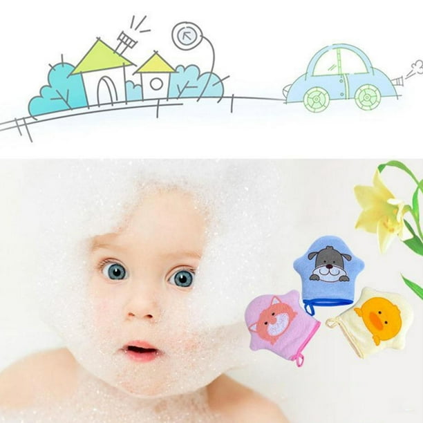 Yellow Manoplas de baño de esponja de seguridad para bebés recién nacidos  guantes de baño lindos de dibujos animados YONGSHENG 9024715338457