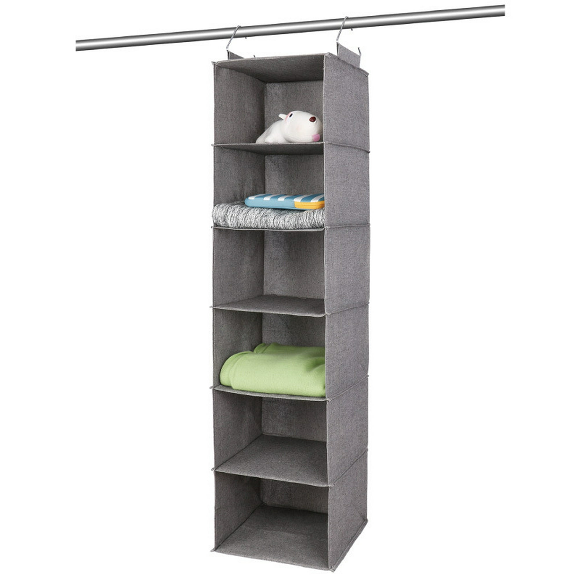 Estante de 6 niveles, Organizador colgante de closet, Estante colgante de  closet con 2 ganchos resistentes para almacenamiento, plegable (Color gris