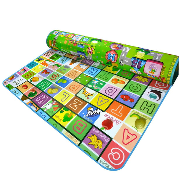 Alfombra de juego portátil para bebé, 43 x 43 pulgadas, lavable y plegable,  tapete de juego antideslizante para bebés, tapete de juego para niños
